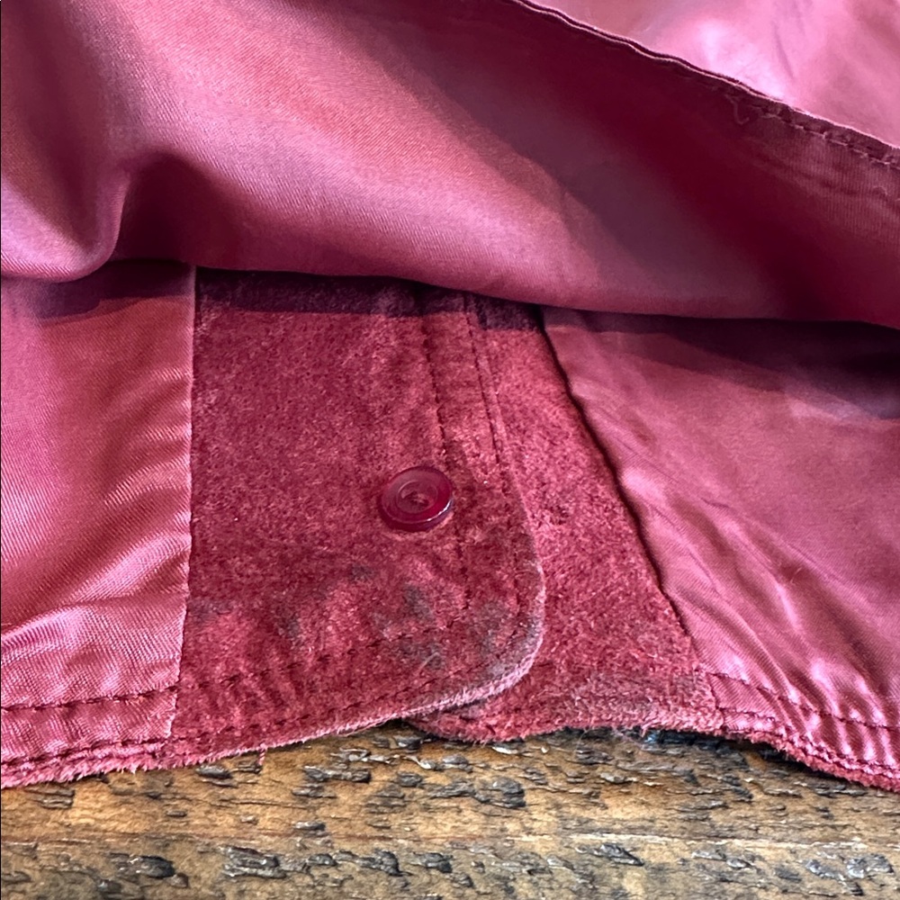 Vintage 90s Suede Vest Leather Loft L Button Front Western Minimalist, Cranberry - Picture 7 of 7
